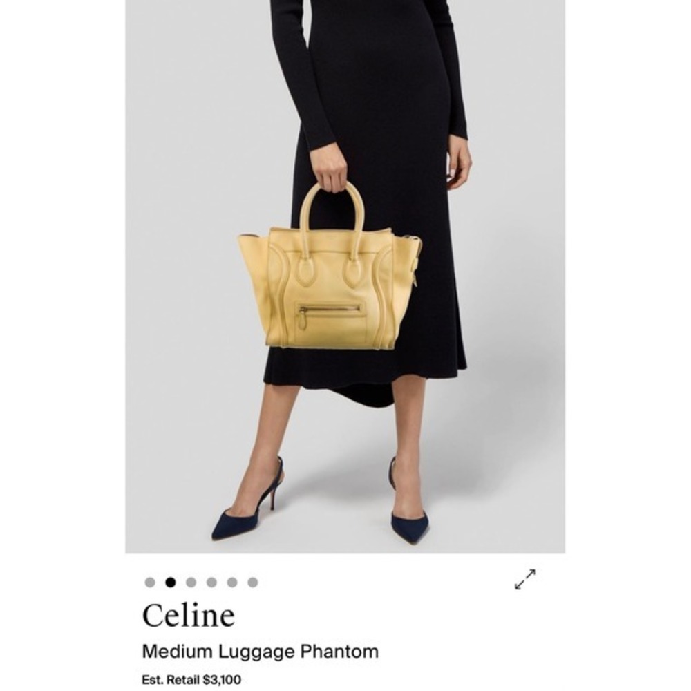 Celine Medium Luggage Phantom Tote Bag Pale Yellow Leather Handbag
